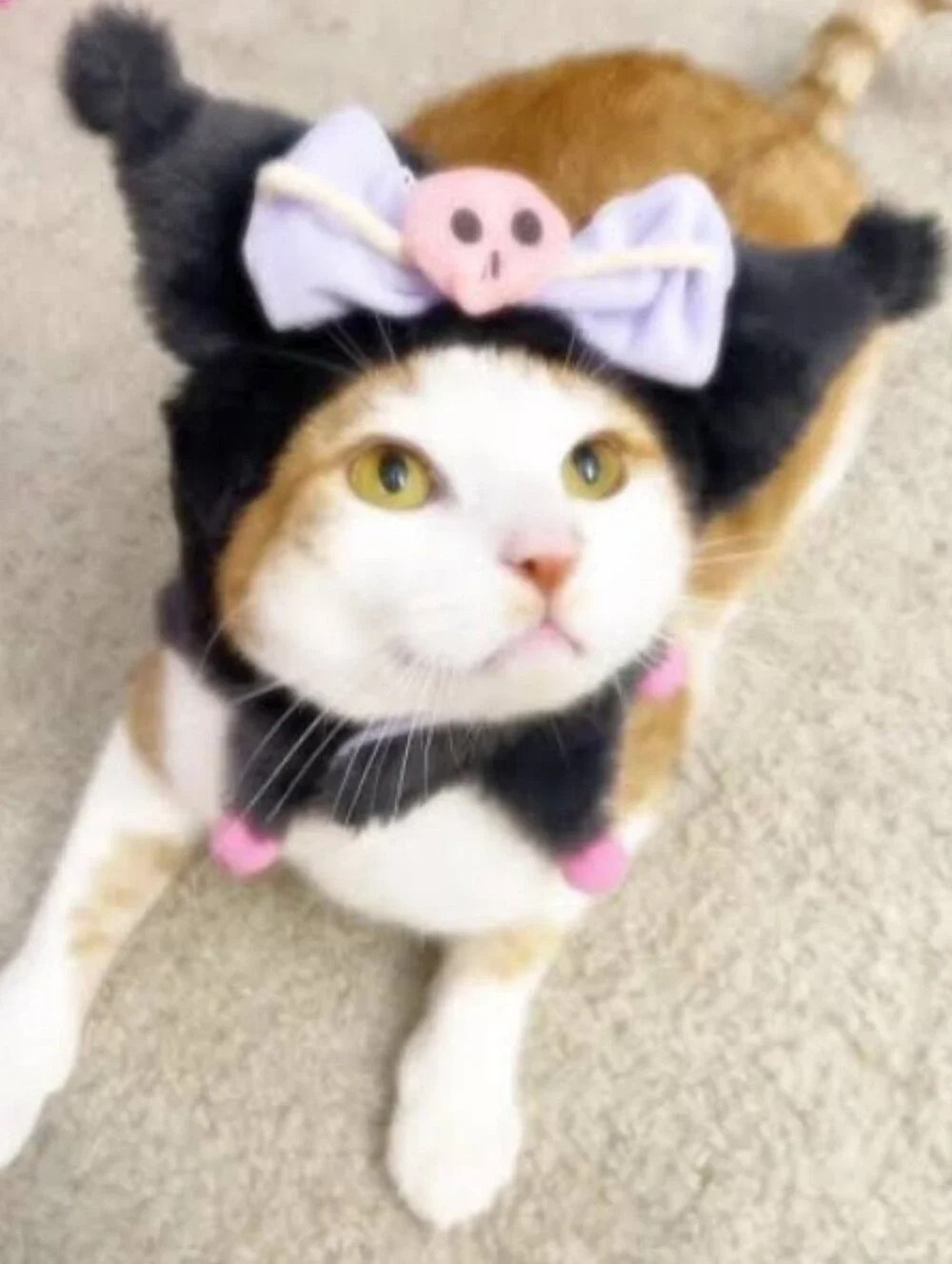Miniso Sanrio Kuromi Kawaii Faux Fur Plush Pet Cat Hat